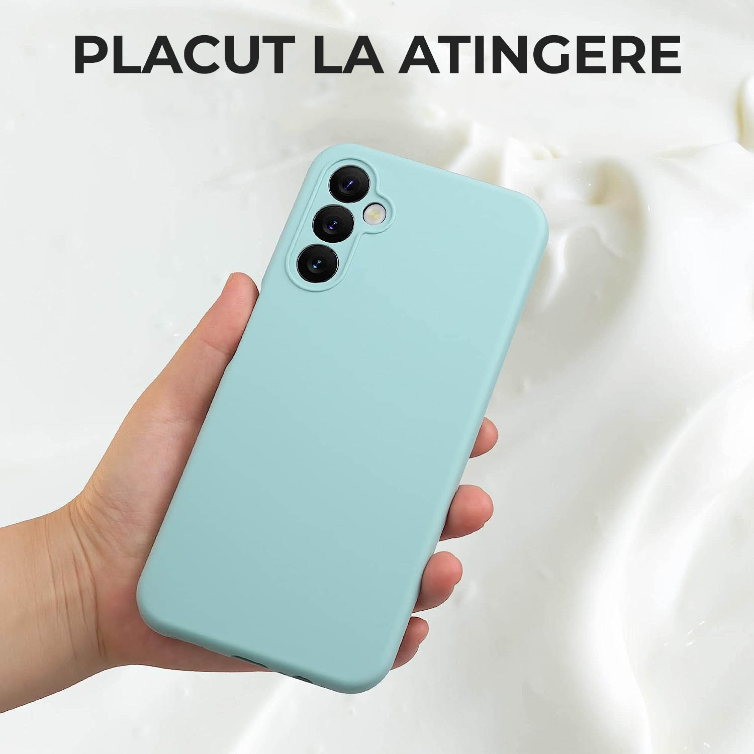 Husa Premium Silicon Soft pentru Samsung A14 5G, Ultra Slim, Protectie sporita, Interior de microfibra, Albastru deschis