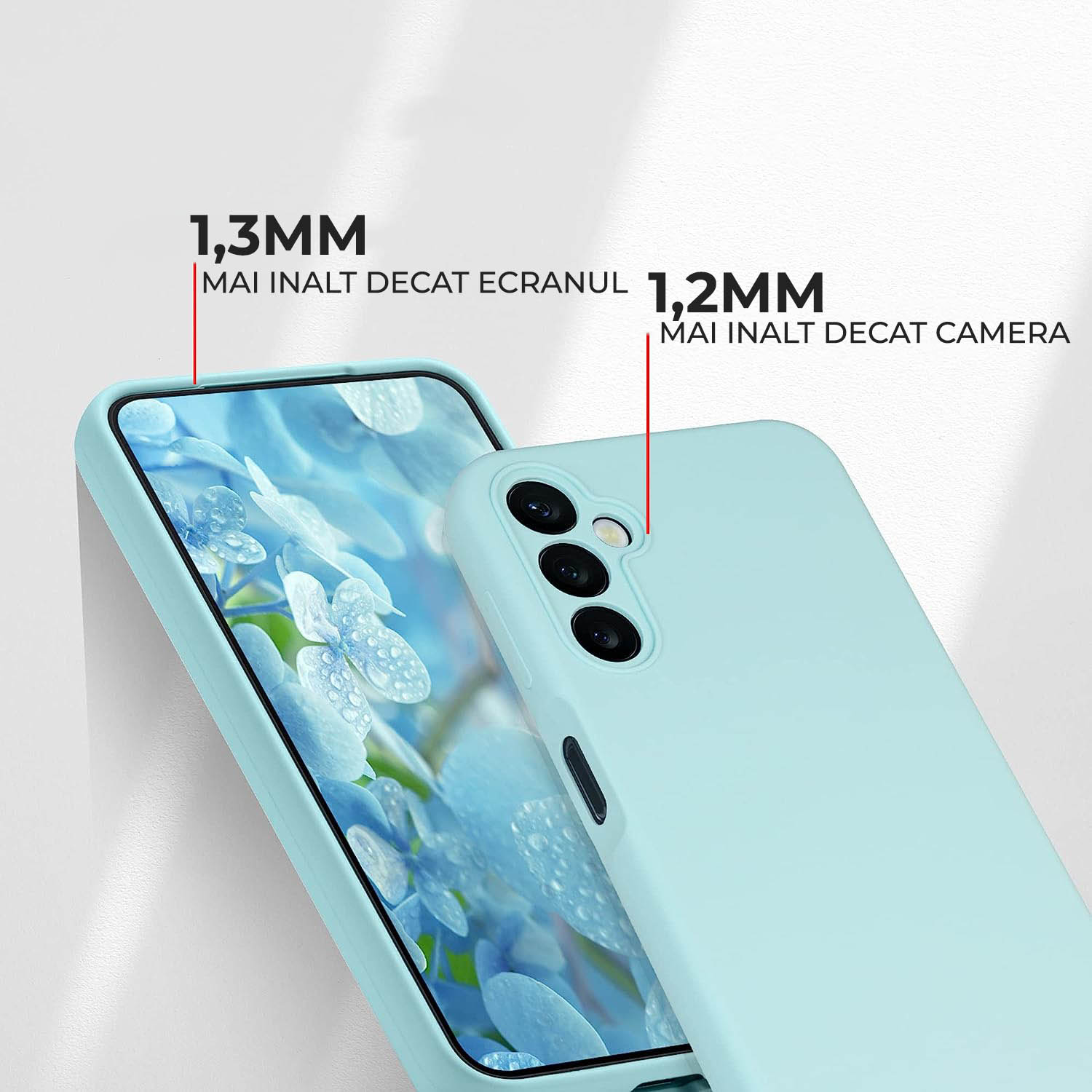 Husa Premium Silicon Soft pentru Samsung A14 5G, Ultra Slim, Protectie sporita, Interior de microfibra, Albastru deschis