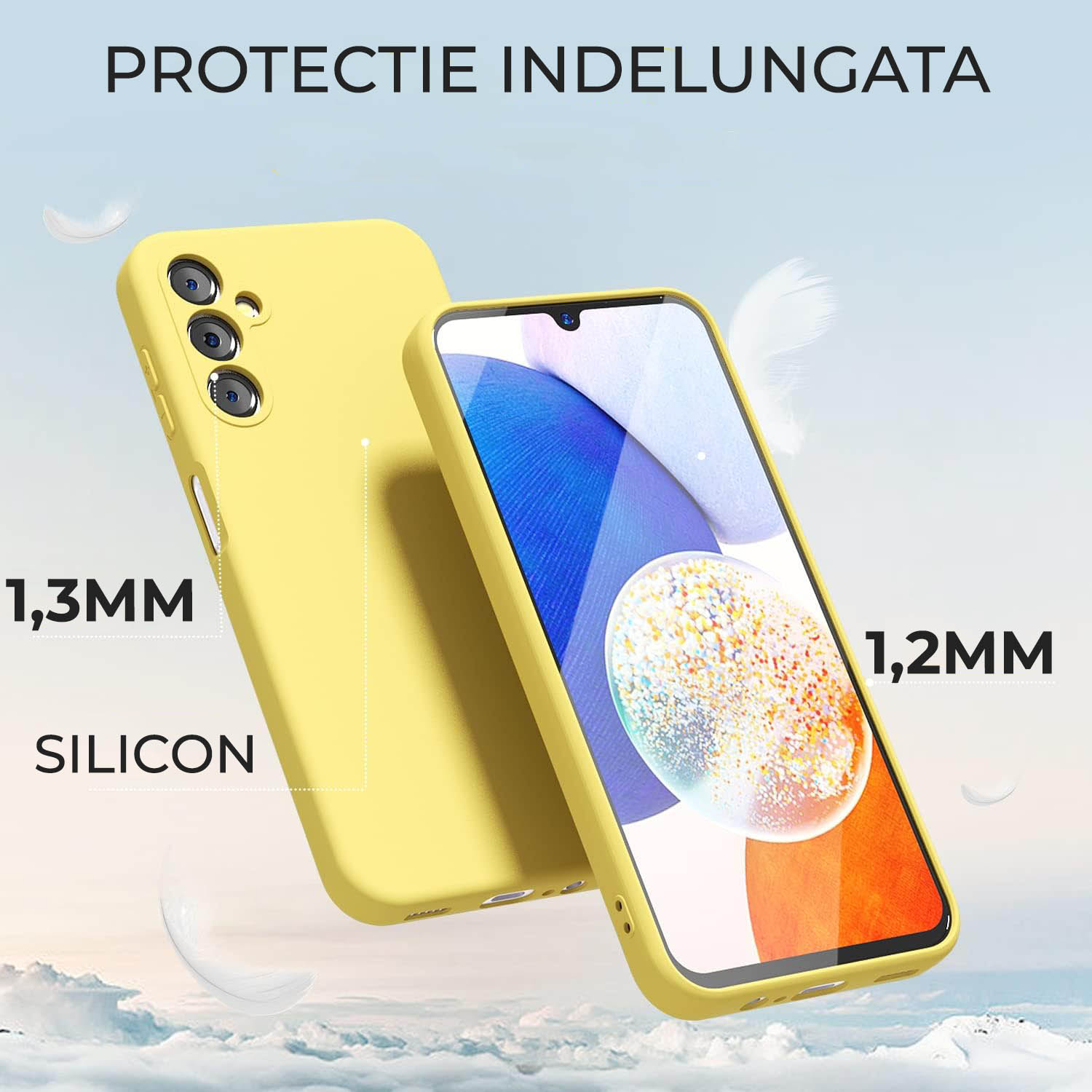Husa Premium Silicon Soft pentru Samsung A54 5G, Ultra Slim, Protectie sporita, Interior de microfibra, Galben