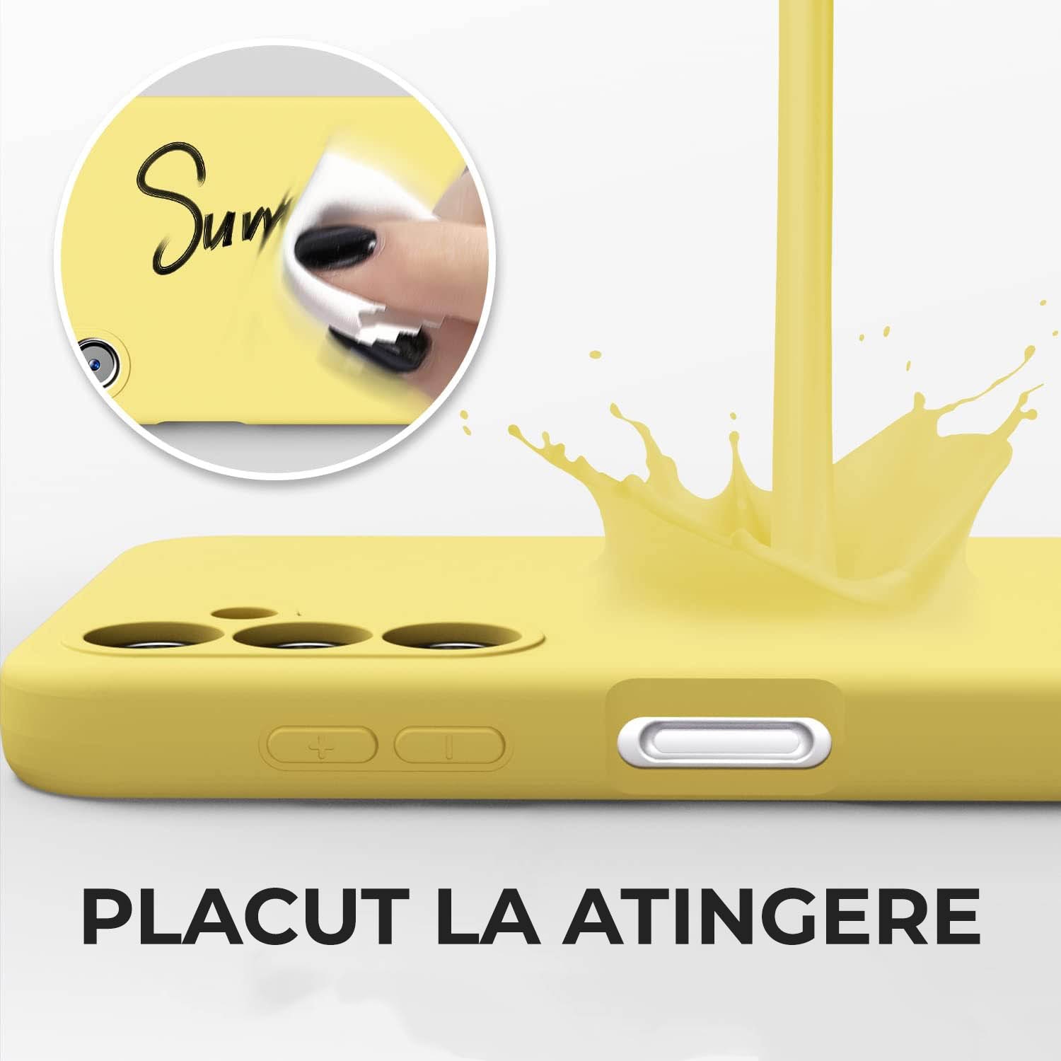 Husa Premium Silicon Soft pentru Samsung A54 5G, Ultra Slim, Protectie sporita, Interior de microfibra, Galben