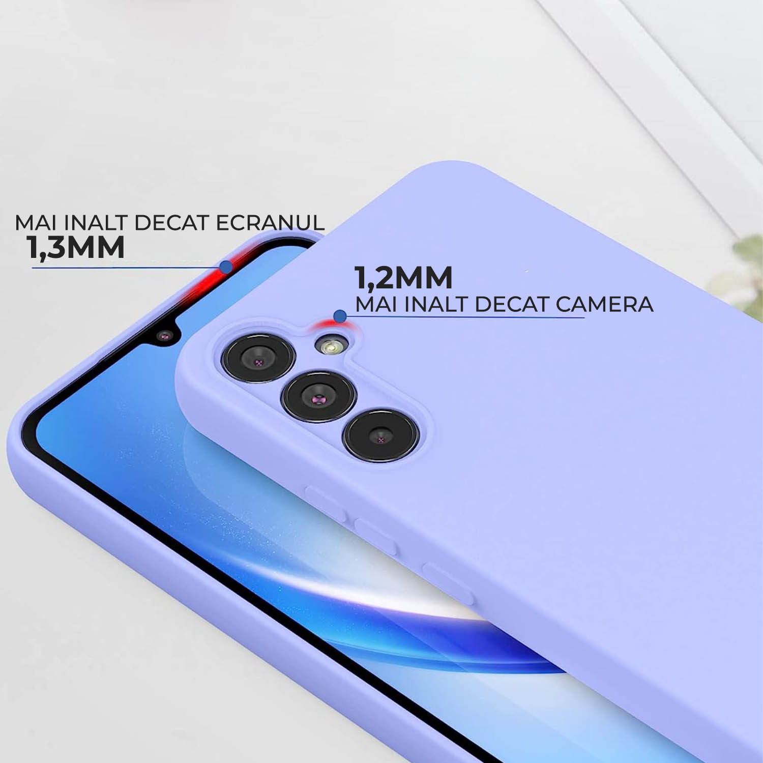 Husa Premium Silicon Soft pentru Samsung A34 5G, Ultra Slim, Protectie sporita, Interior de microfibra, Lavanda