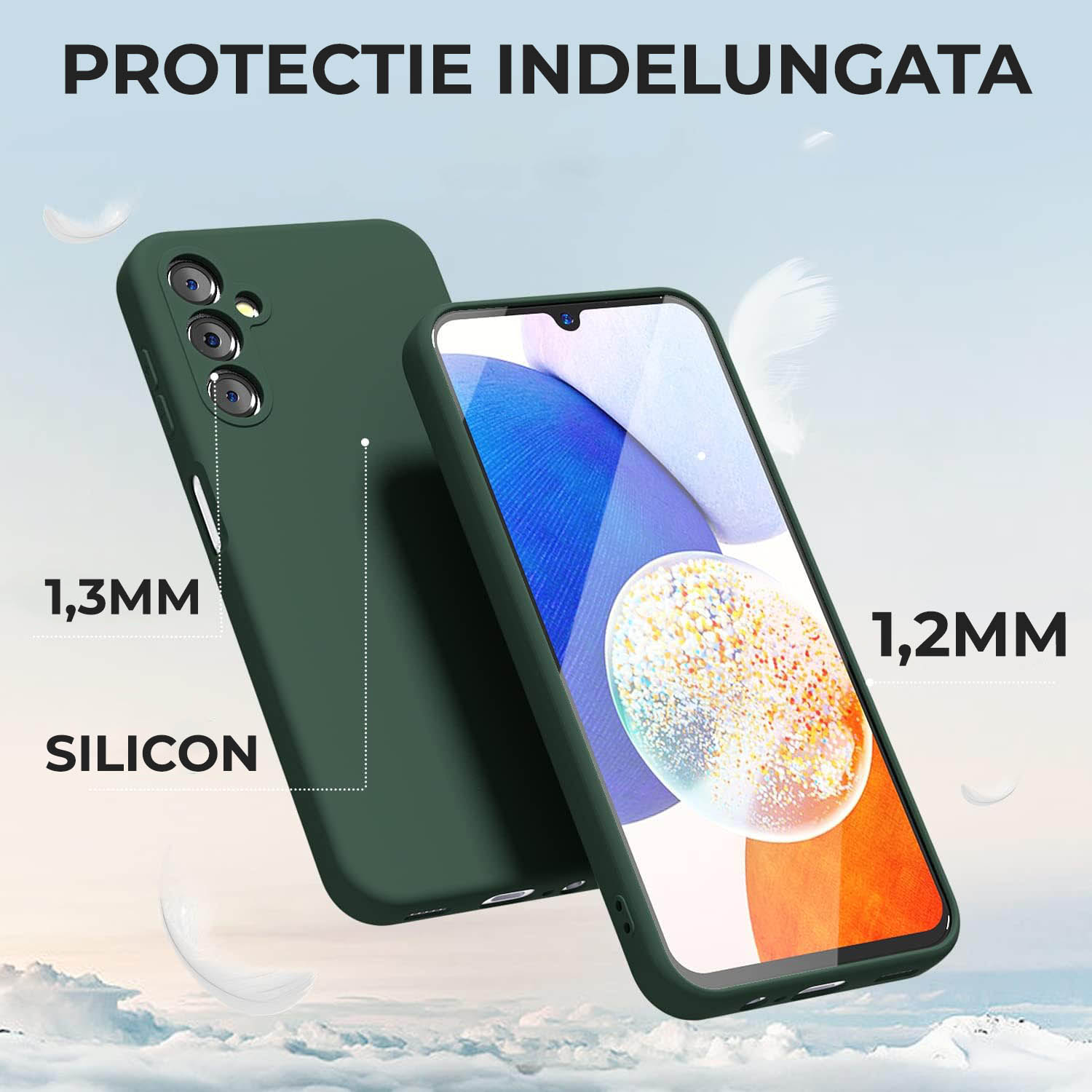 Husa Premium Silicon Soft pentru Samsung A34 5G, Ultra Slim, Protectie sporita, Interior de microfibra, Verde inchis