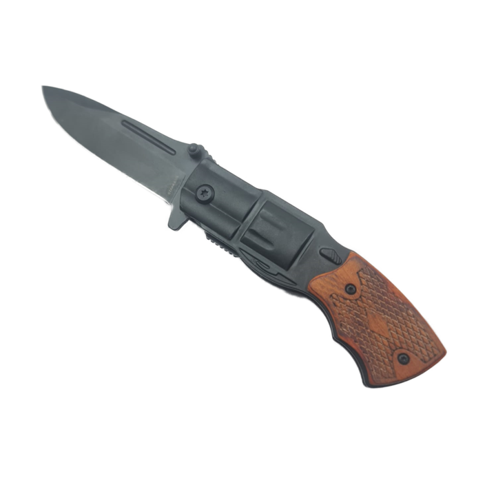 Cutit in Forma de Pistol, Deschidere Manuala, Sistem Prindere Curea, Negru, 21 cm, Dalimag