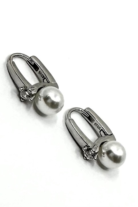 Cercei cu perle si zirconiu din argint rodiat, Agavi