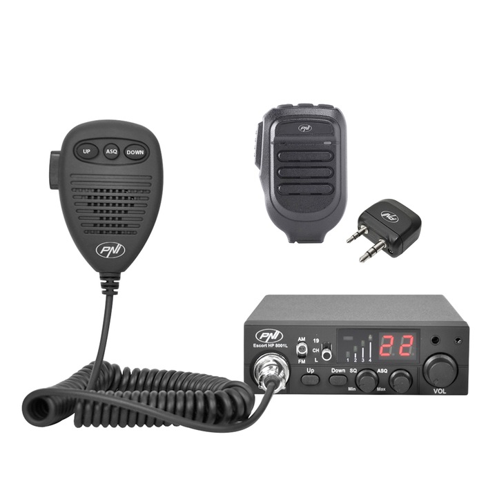 PNI Escort HP 8001L ASQ CB rádió készlet + Mikrofon és kulcs Bluetooth PNI Mike 80-al, kétcsatornás