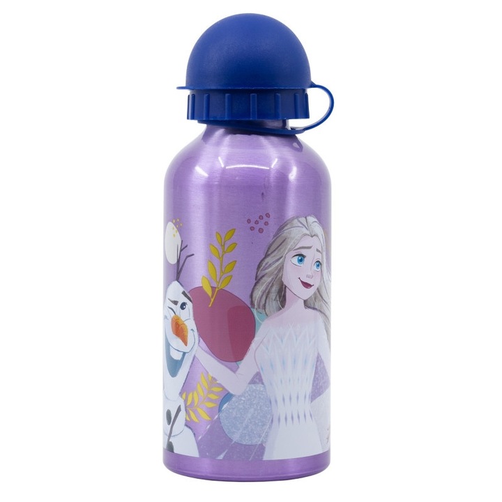 Sticla de apa, pentru copii, din aluminiu, fara BPA, multicolor, 400 ml, Frozen, Disney