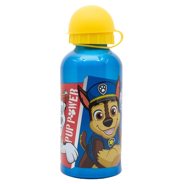 Sticla de apa, pentru copii, din aluminiu, fara BPA, multicolor, 400 ml, Pup Power, Paw Patrol