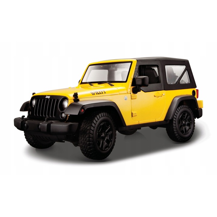 Jeep Wrangler 2014 modellautó, Maisto, fém/műanyag, méretarány 1/18, sárga
