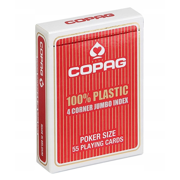 Carti Poker, Copag, 4 Corner Jumbo, Plastic, Rosu