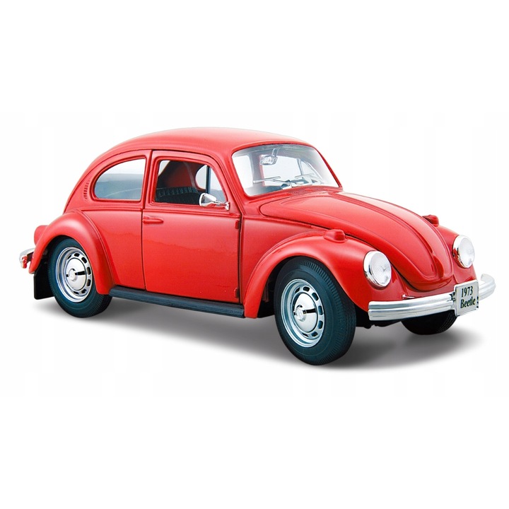 Автомобилен макет Volkswagen Beetle, Maiso, метал/пластмаса, мащаб 1:24, червен