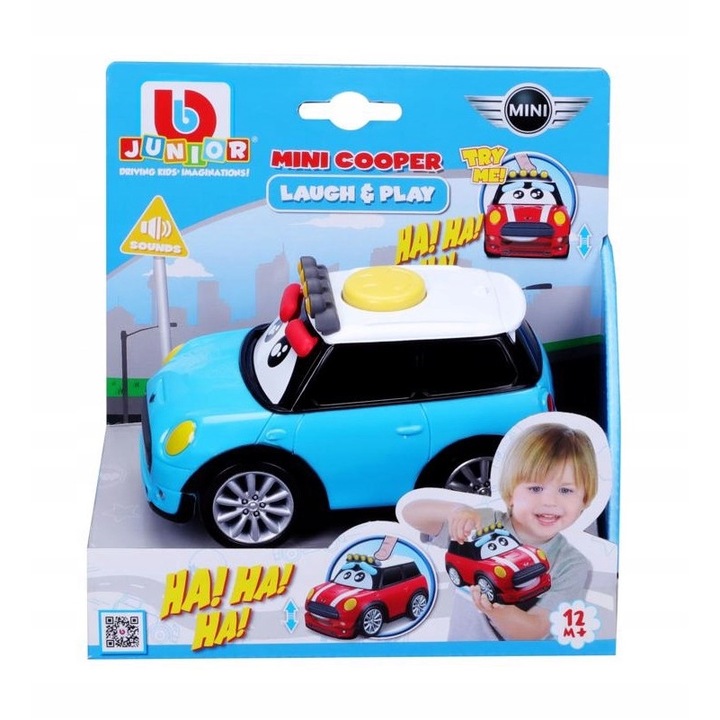 Masinuta, Mini Cooper, Bburago, Plastic, Albastru, 13,5x8x7,5 cm