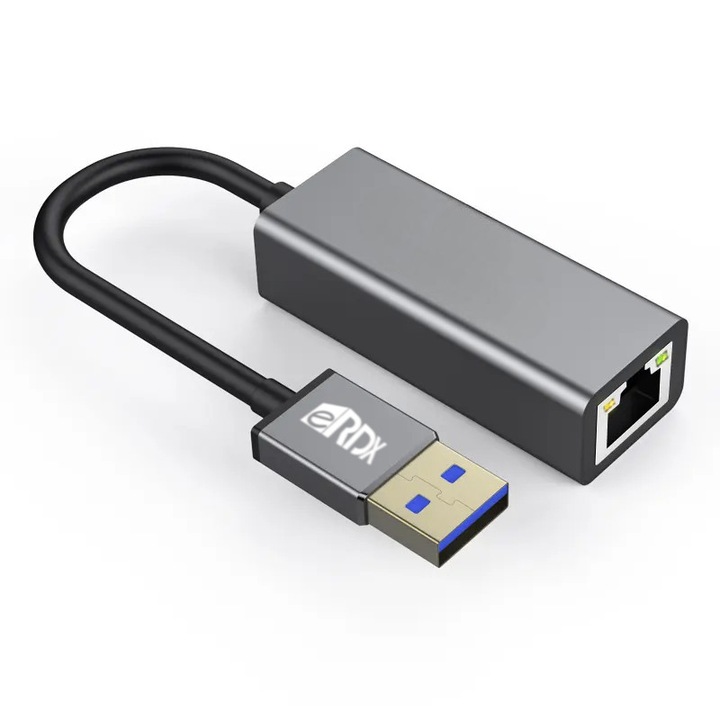 Adaptor Placa Retea USB 3.0 la RJ45, eRDX® – Gigabit Ethernet 10/100/1000 Mbps, Compatibil Windows / macOS / Android / Linux