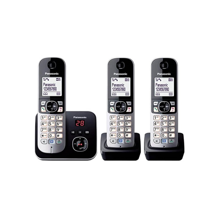 Telefon fara fir DECT Panasonic cu 3 receptoare, KX-TG6823