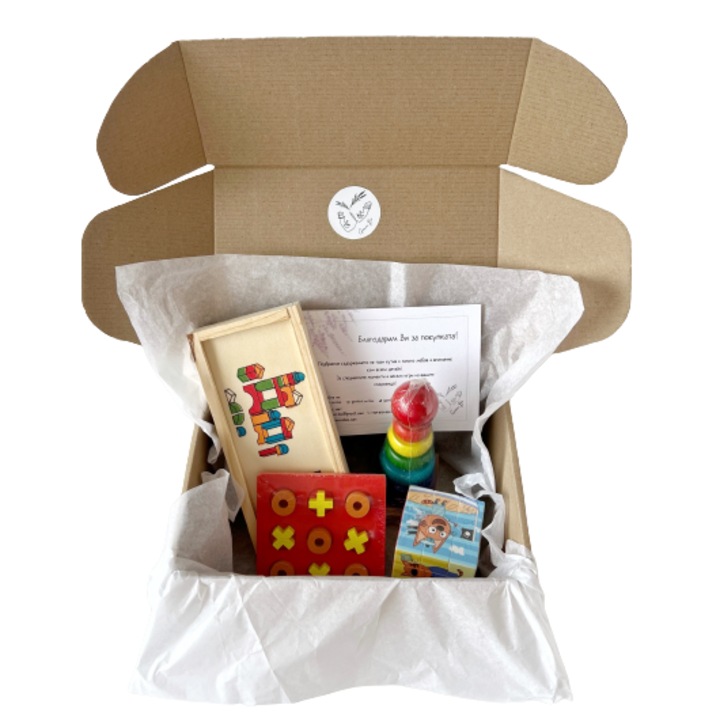 Set 4xjucarii copii, Lemn, Multicolor, 3+