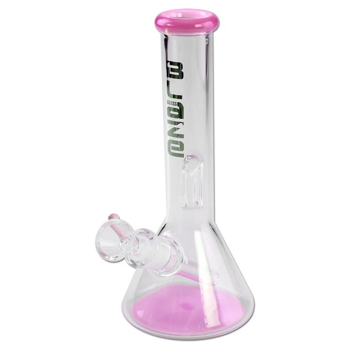 Bong sticla Blaze Glass flask si percolator, roz transparent, inaltime 20 cm