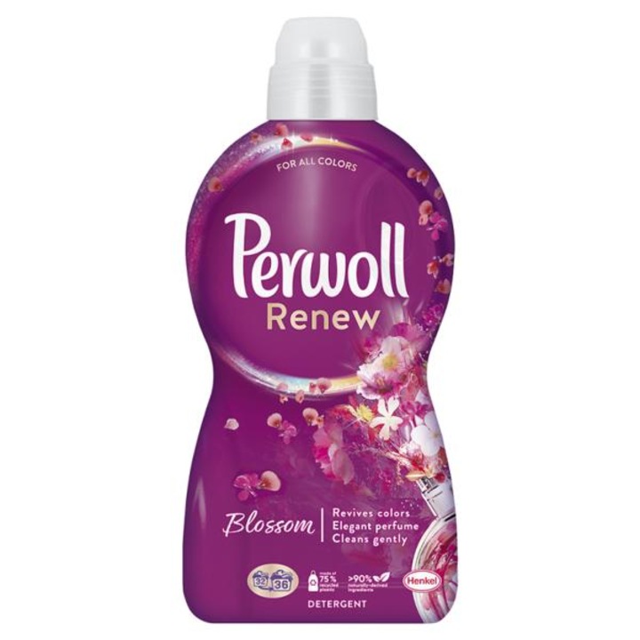 Perwol Renew & Blossom Folyékony mosószer, 990ml, gyengéden tisztít, óvja a színeket