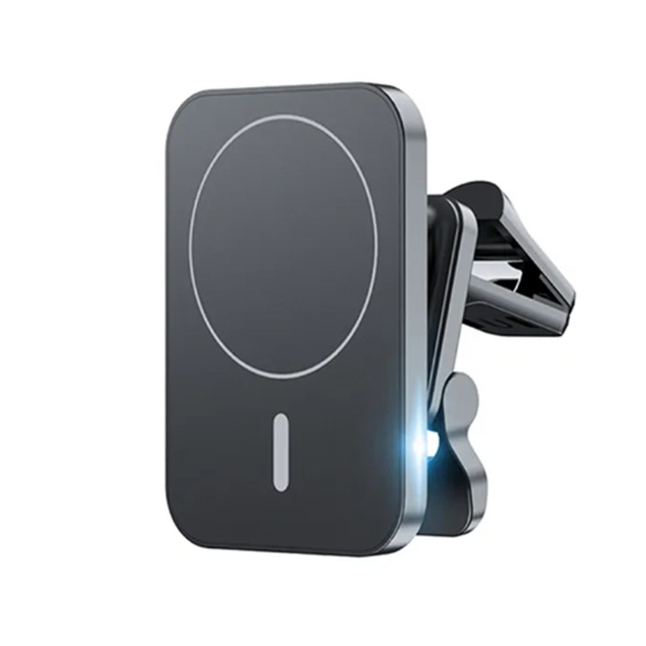 Suport Auto G-Tech cu Incarcare Wireless 15W Qi, Fast Charging, Compatibil cu Apple iPhone MagSafe, Negru