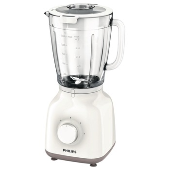 Blender Philips Daily Collection HR2105/00, 400 W, 1.25 l, 2 Viteze, Functie impuls, Alb Blender Philips Daily Collection HR2105/00, 400 W, 1.25 l, 2 Viteze, Functie impuls, Alb