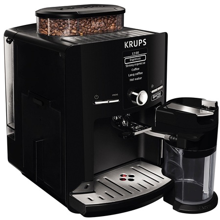 Espressor automat Krups Latt'EspressSilver EA82FE10, 1450W, 15 bar, LCD, One-Touch-Cappuccino, 1.7L, 6 selectii, Negru