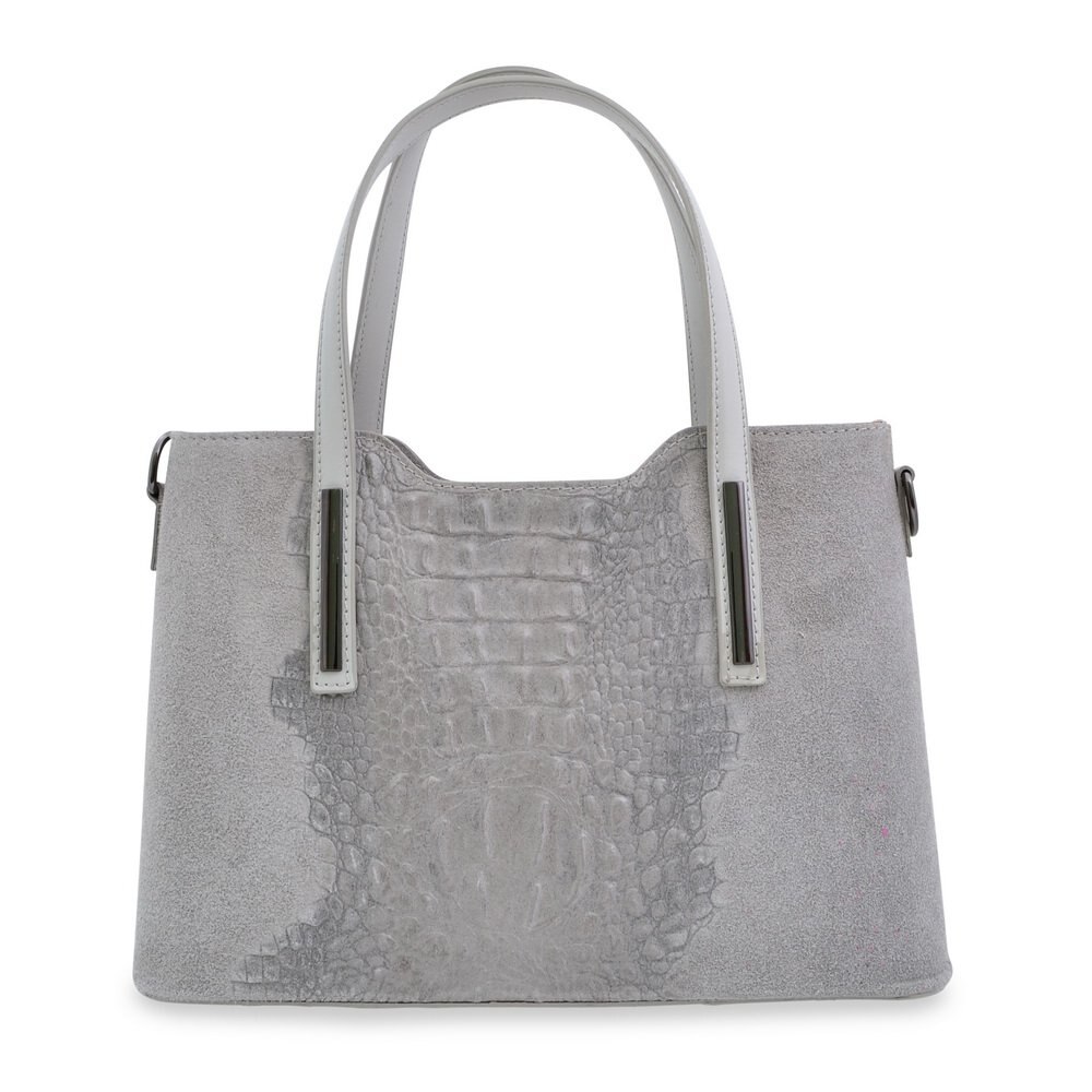 Geanta casual Crossroad, de dama, piele naturala, culoare gri