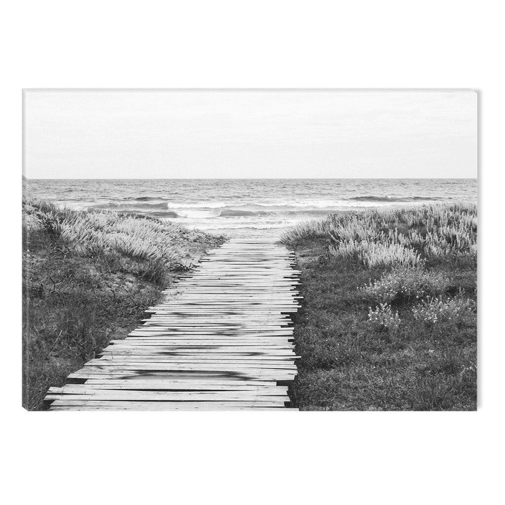 Tablou Alb-Negru Abstract Startonight, Drum spre plaja, luminos in intuneric, 80 x 120 cm