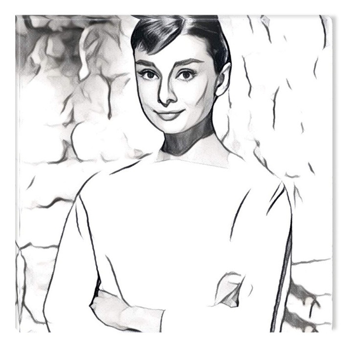 Черно-бяла картина Abstract Startonight, Audrey, свети в тъмното, 80 x 80 cm