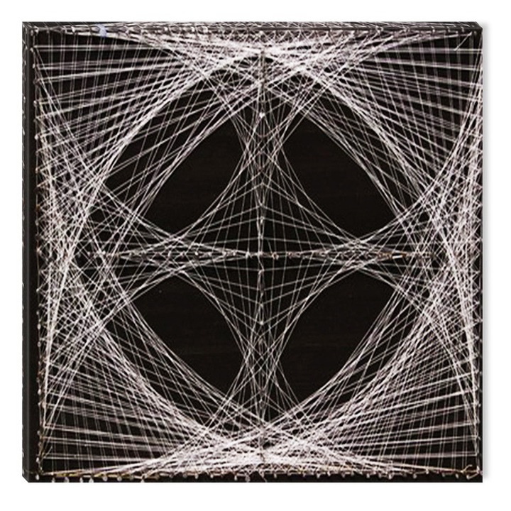 Черно-бяла картина Abstract Startonight, Beginnings, свети в тъмното, 80 x 80 cm