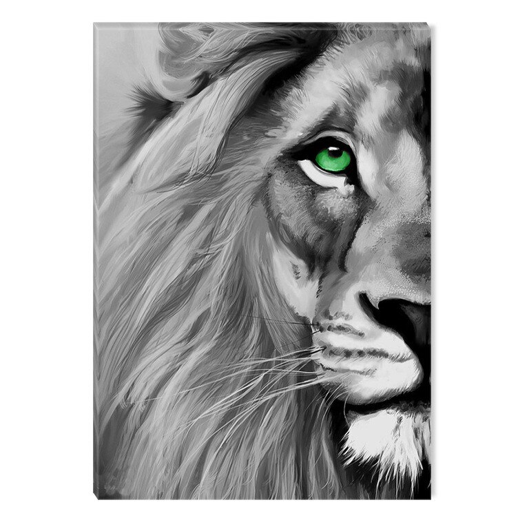 Tablou Alb-Negru Abstract Startonight, Ochi de leu, luminos in intuneric, 80 x 120 cm