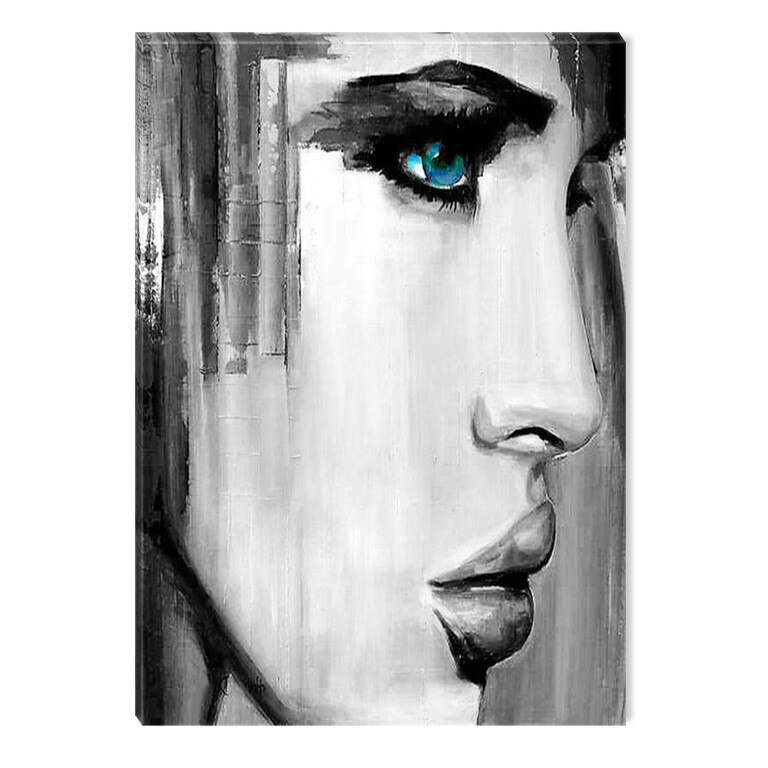 Tablou Alb-Negru Abstract Startonight, Profil feminin, luminos in intuneric, 80 x 120 cm