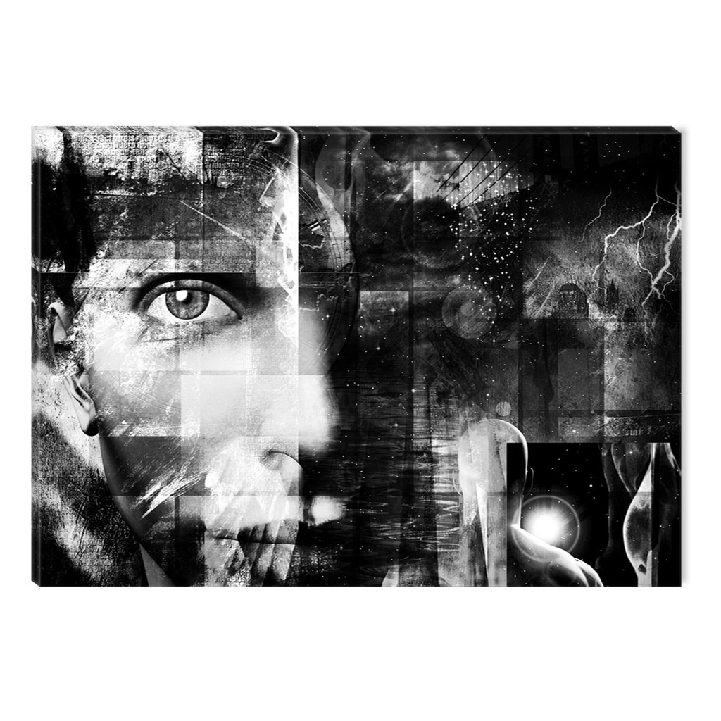 Tablou Alb-Negru Abstract Startonight, Inceputurile, luminos in intuneric, 80 x 120 cm