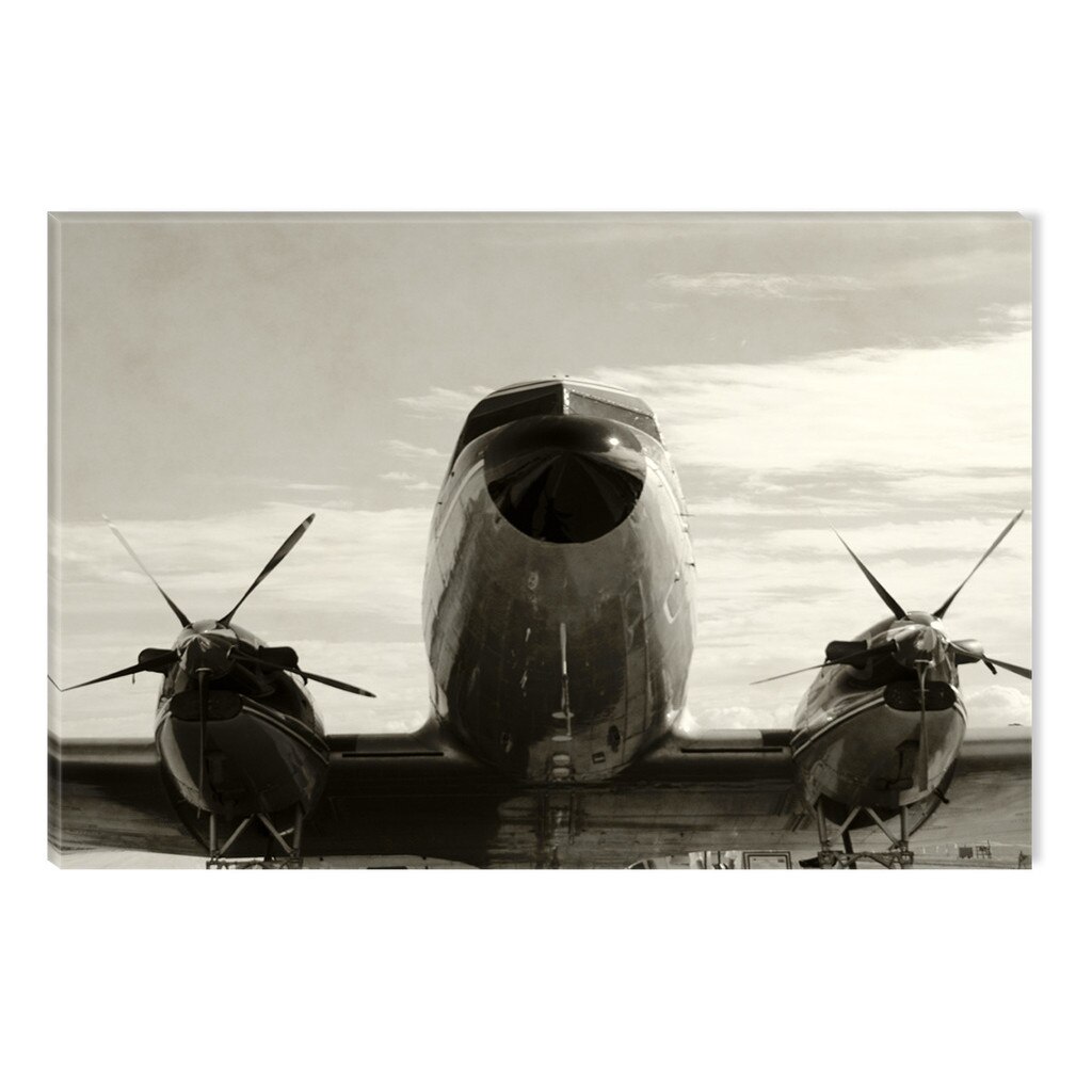 Tablou Alb-Negru Abstract Startonight, Avion argintiu, luminos in intuneric, 60 x 90 cm