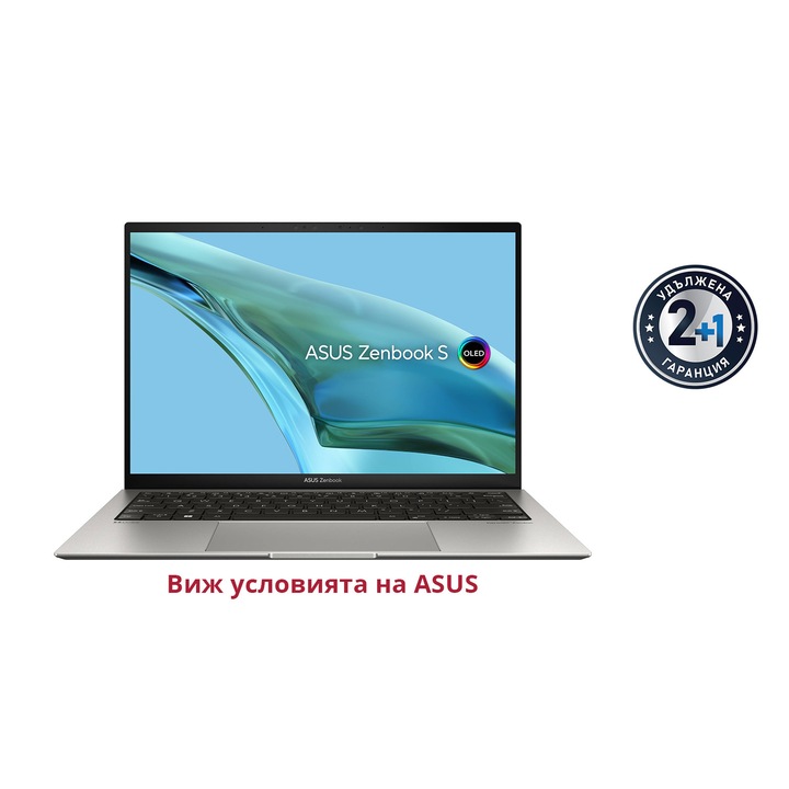 Лаптоп ASUS Zenbook S 13 OLED UX5304MA-NQ039W с Intel Core Ultra 7 155U (1.7/4.8GHz, 12M), 32 GB, 1TB M.2 NVMe SSD, Intel Arc 4 Core, Windows 11 Home, Сив