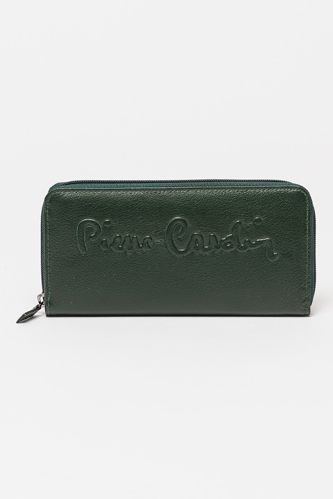 Pierre Cardin, Кожен портфейл с релефно лого, Тъмнозелен