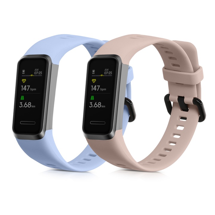 2 db kwmobile szíj készlet Huawei Band 4-hez, szilikon, rózsaszín/kék, 59802.03