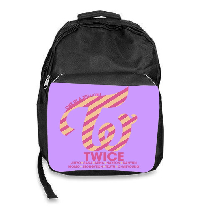 Ghiozdan scoala twice trupa kpop logo, negru, 30x45x17cm