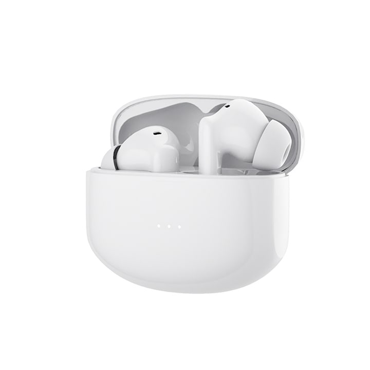 Vezeték nélküli Bluetooth 5.3 fejhallgató, Vaxiuja, HD audio, 33 mAh, kompatibilis iPhone/Android készülékkel, fehér