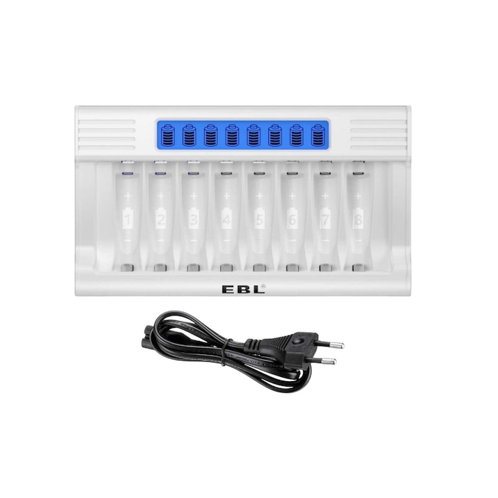 Incarcator Rapid pentru 8 acumulatori Ni-Mh, AA, AAA, model RM76