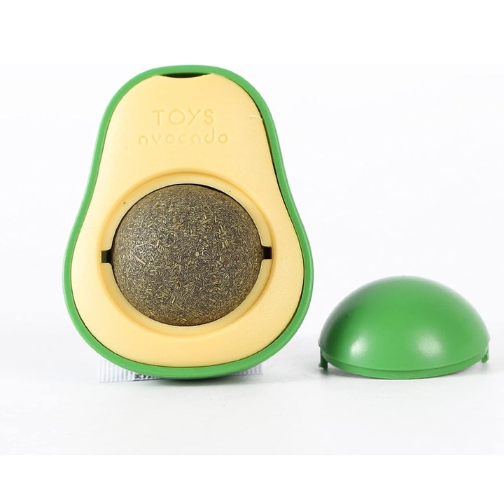 Jucarie distractiva pentru pisici, gogopet, forma de avocado, bun pentru calmarea pisiciilor cu adeziv pe spate