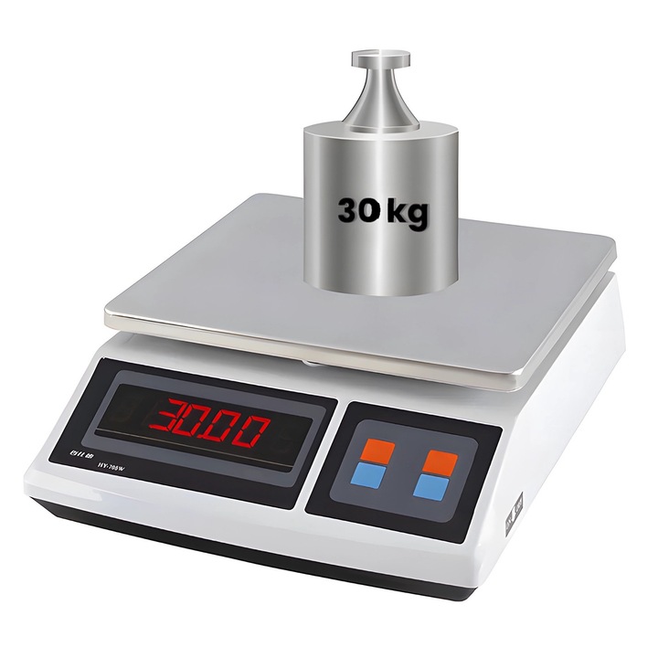 Магазинна везна до 30 kg, електронна, HDWR, wagPRO-S30, с метална платформа за претегляне, точност на измерване 1 g, цифров дисплей, батерия 4Ah, безжична работа, тара, автоматично изключване