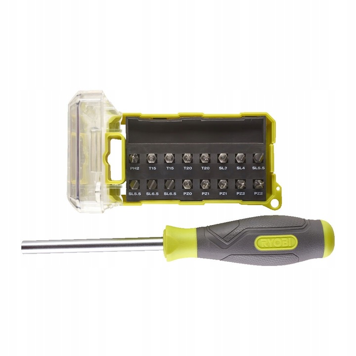 Csavarhúzó készlet, RYOBI, gumi/acél, 100 mm, zöld/szürke