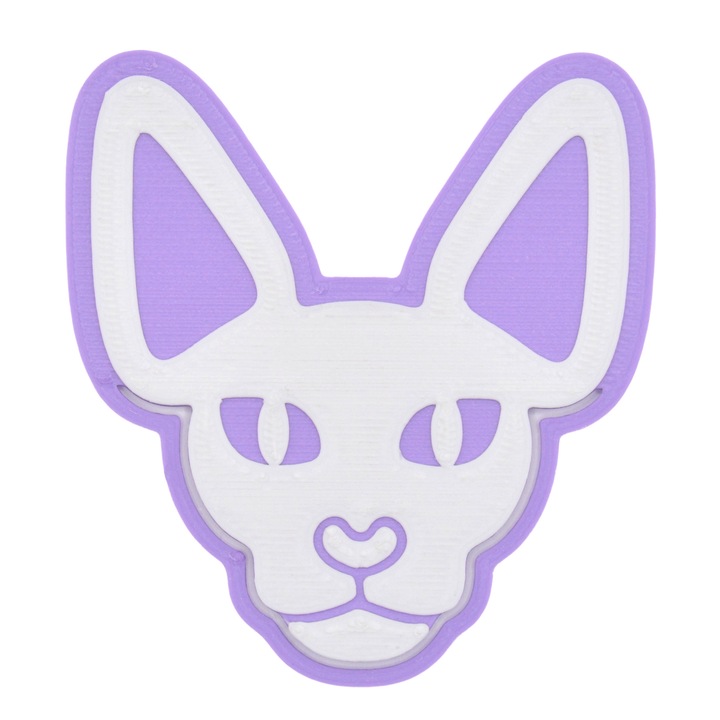 Semn de carte Pisica - Sphynx cat, mov-alb 50x45mm