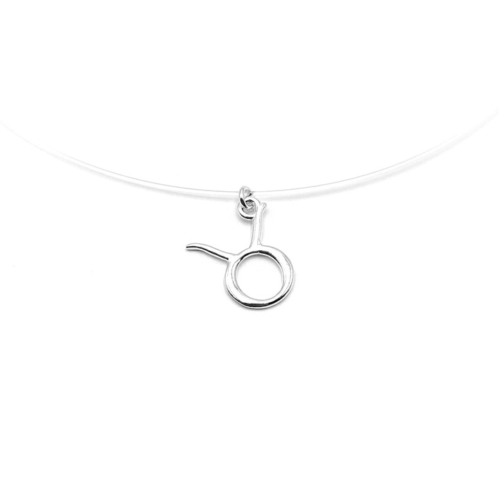 Átlátszó drót nyaklánc 925 ezüst Taurus zodiákus medállal, állítható 38-41 cm