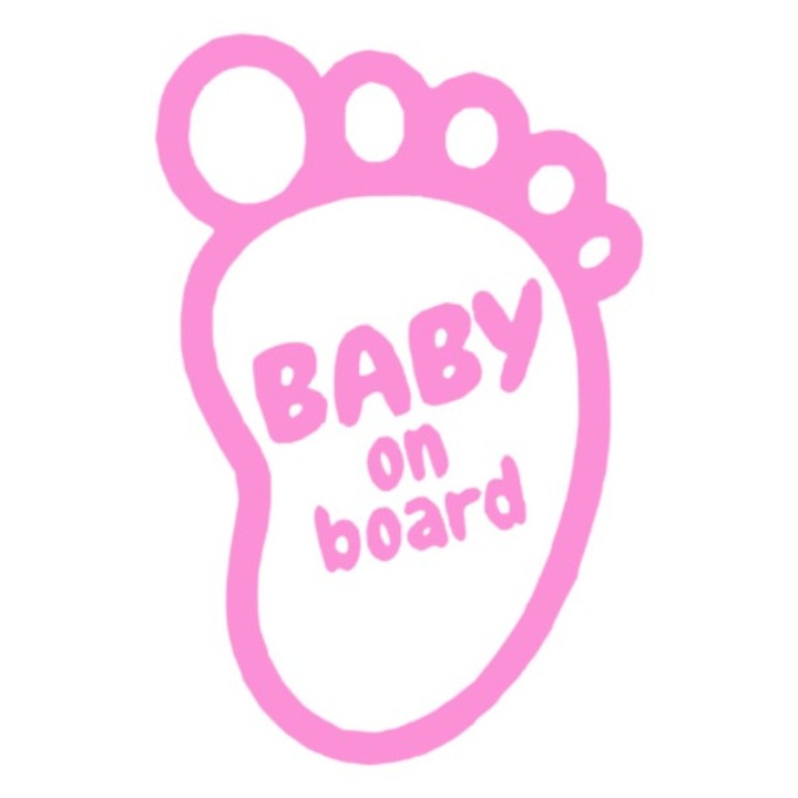 Sticker Baby on board, roz, 15cm