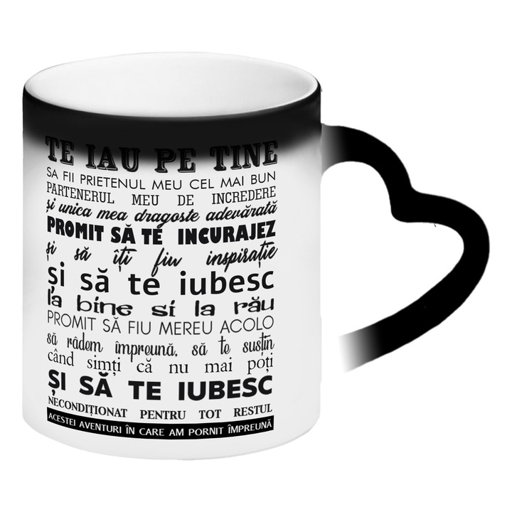 Cana termosensibila neagra cu toarta inima personalizata Te iau pe tine sa fi prietenul meu cel mai bun, 325 ml, Pop Radu Daniel II