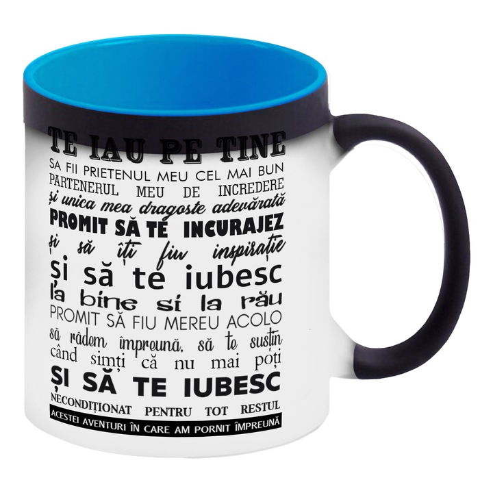 Cana termosensibila neagra cu interior albastru personalizata Te iau pe tine sa fi prietenul meu cel mai bun, 325 ml, Pop Radu Daniel II
