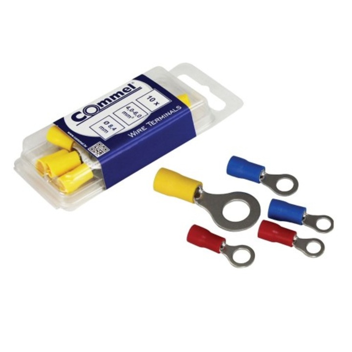 Set 20 terminale cu inel, 4 - 6 mm², 8.4 mm, Commel, 524377