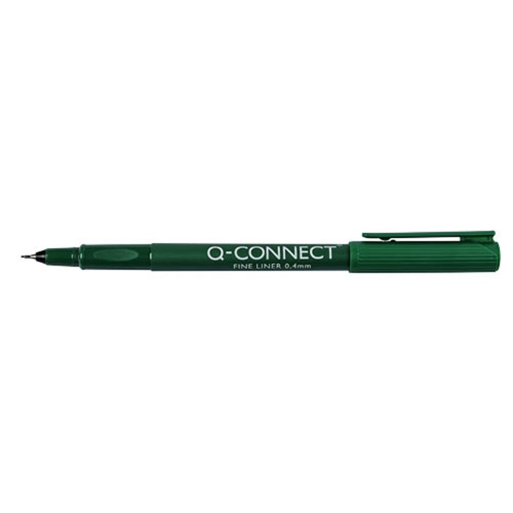 Fineliner Q-CONNECT, scriere de 0.4 mm, corp rotund, verde