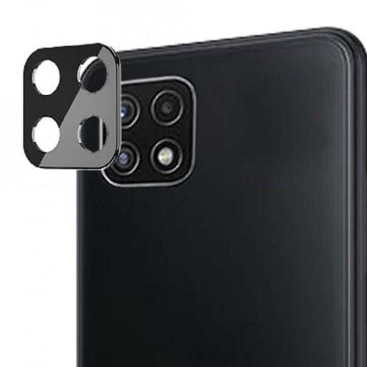 Kamerafólia Samsung Galaxy A22 4G / A22 5G / M22 4G telefonhoz, Techsuit teljes kameraüveg, fekete