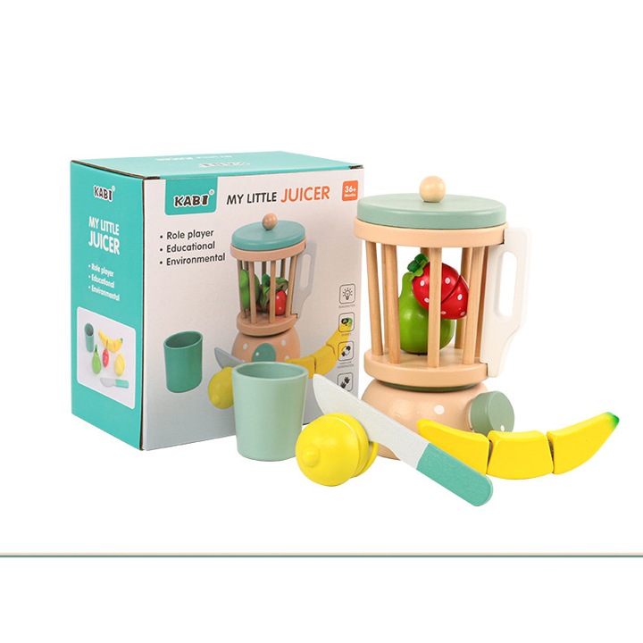 Set blender din lemn cu fructe, Kabi, +3ani