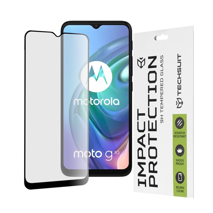 Folie pentru Motorola Moto G10 / Moto G20 / Moto G30 / Moto E7 Plus / Moto G9 Play - Techsuit 111D teljes borító / teljes ragasztóüveg - fekete